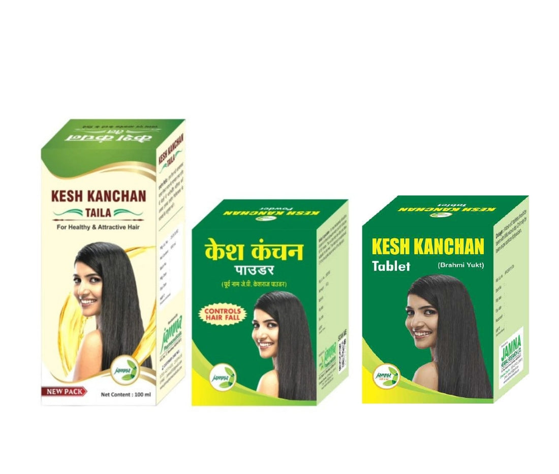 Combo - Kesh Kanchan Taila 100 ml,  Kesh Kanchan Powder 100 gm  & Kesh Kanchan Tablet 60 Tab