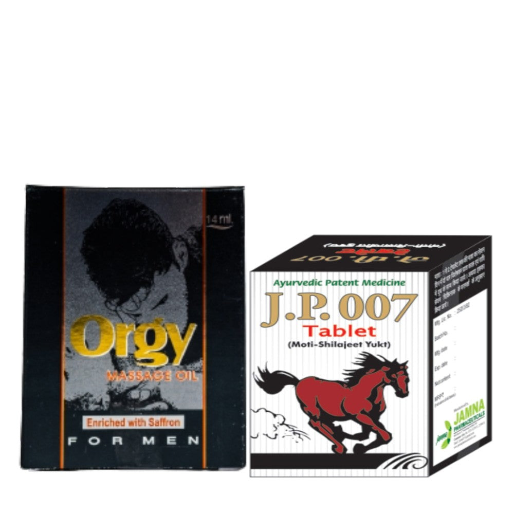 Combo - Orgy Massage Oil 14 ml and J.P. 007 Tablet 50 tab